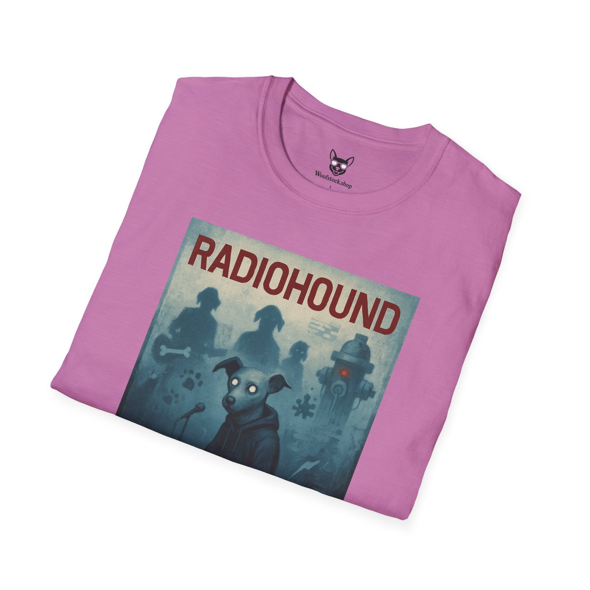 Radiohead Concert Poster Dog Parody Unisex Softstyle T-Shirt -- Funny Rock Tee for Music and Dog Lovers